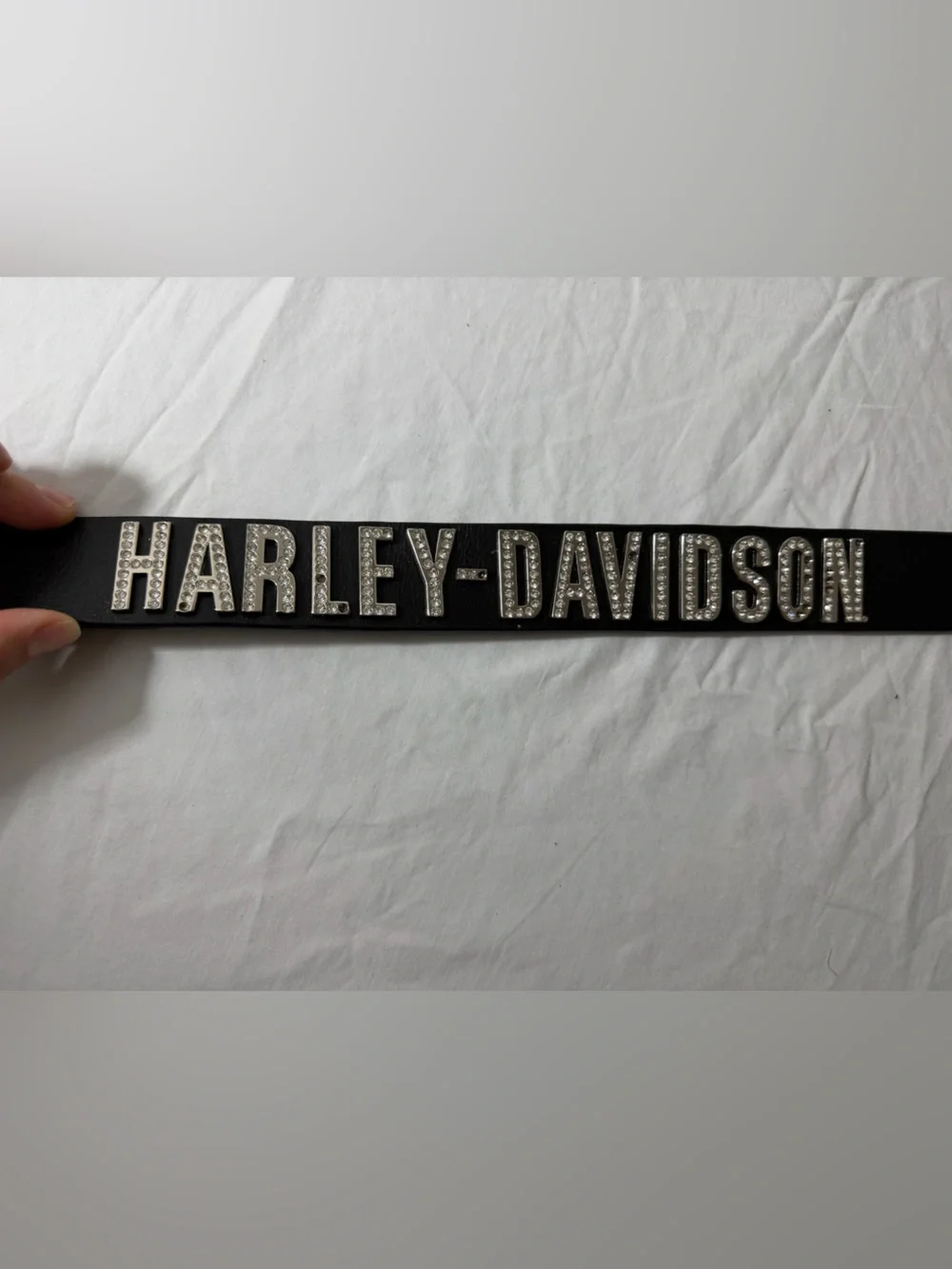 Harley-Davidson Black Belt with Crystal Lettering